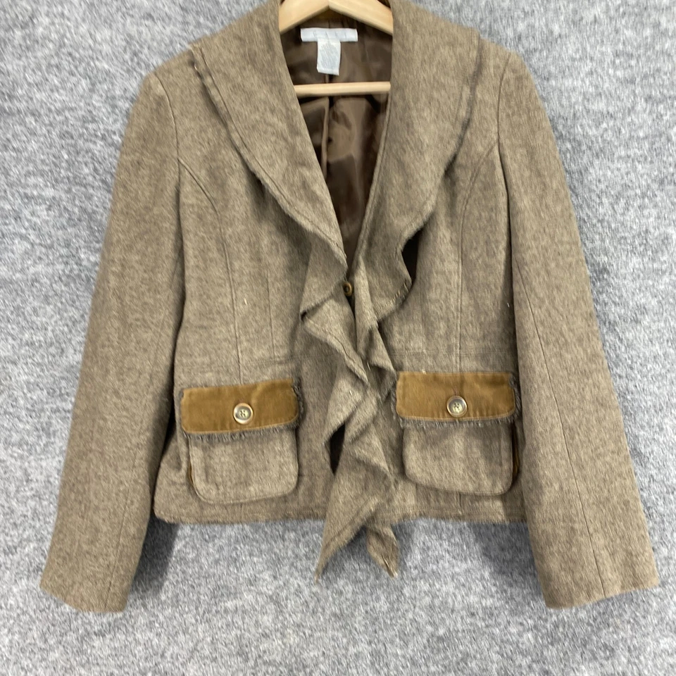 Chaqueta Cabi Mujer 2 Marrón Cuello Manga Larga Abotonada Lana Forrada Bolsillos Foto 4 de 4