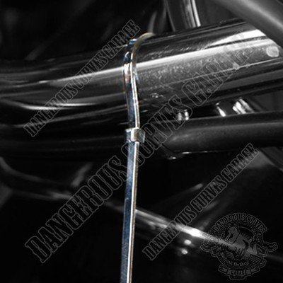 15 Pro Grade - Chrome 4'' Cable Zip Ties for Wire Harness Brake Clutch Line