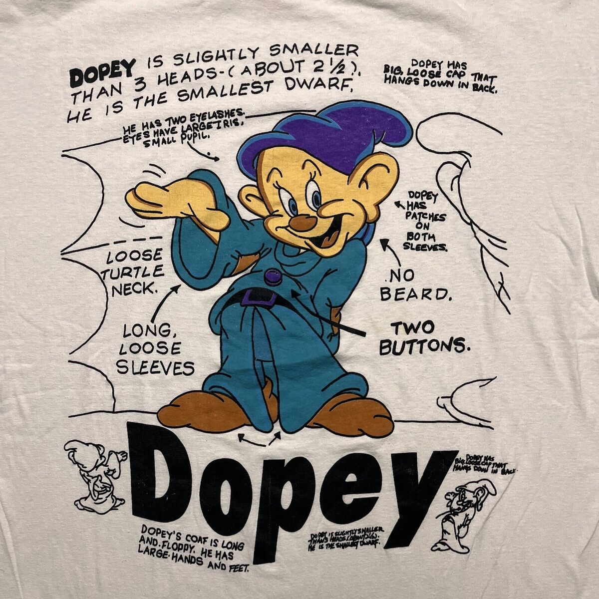 Vintage 90s Dopey Snow White Dwarf Single Stitch T Shirt | eBay Vintage 90s Dopey Snow White Dwarf Single Stitch T Shirt | eBay