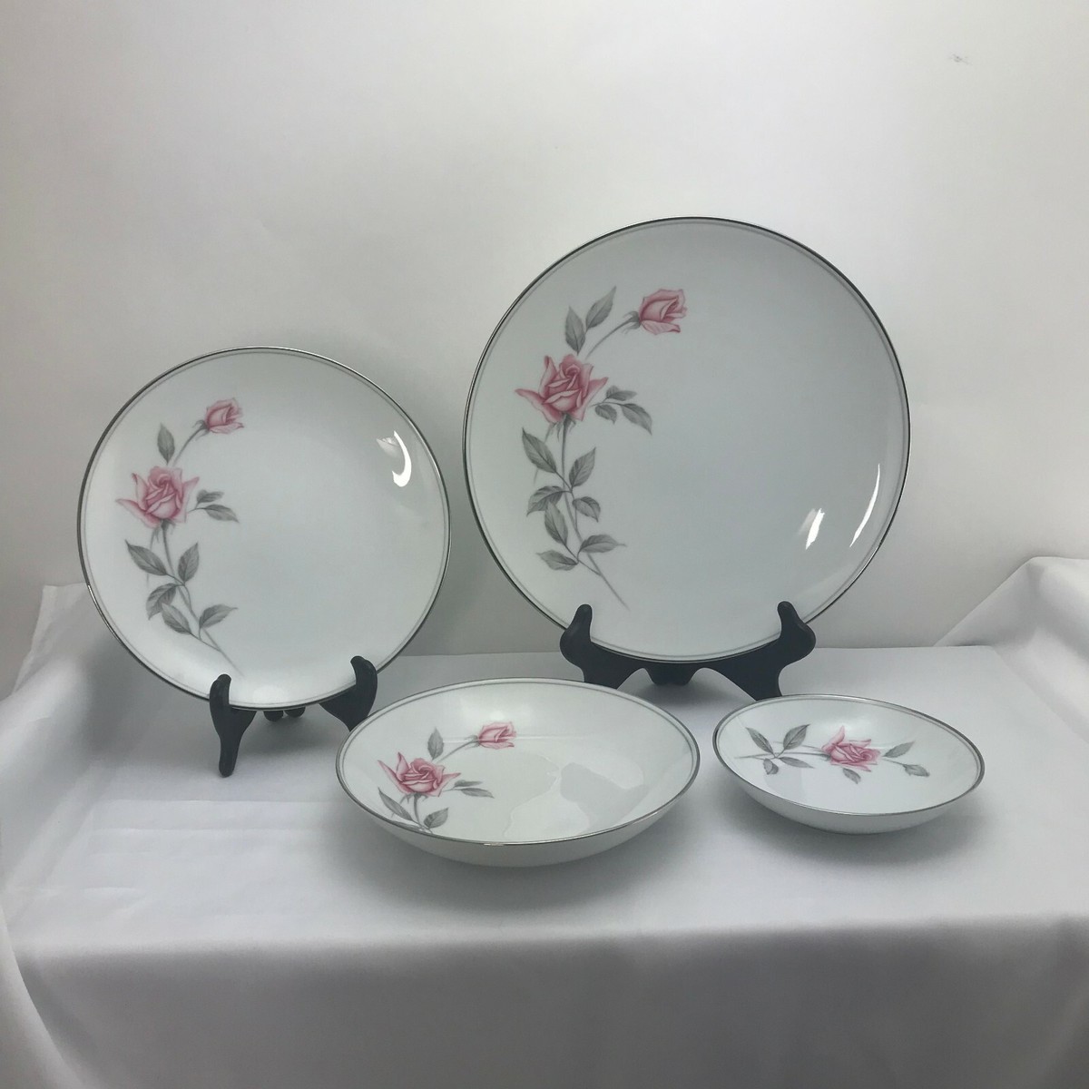 Vintage Noritake Rosemarie China 4 Pieces 6044 Japan Roses -Dinner