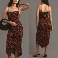 NWT Anthropologie Floral Cowl Back Asymmetrical Midi Dress - 10