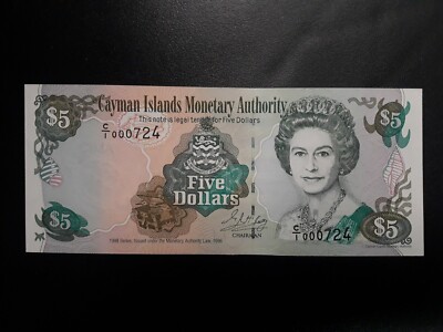 UNC $5 1996 Cayman Islands P-17 QEII