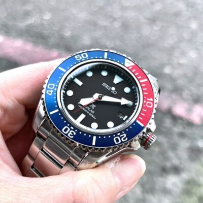 Brand New Seiko Prospex SNE591P1 Solar Diver Pepsi Bezel Men Watch