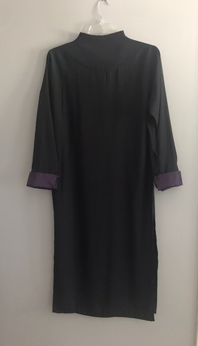 Loulou de la Falaise Woman Black Purple Trim Kaftan Long Dress Cuffs Size 1X - Picture 3 of 12