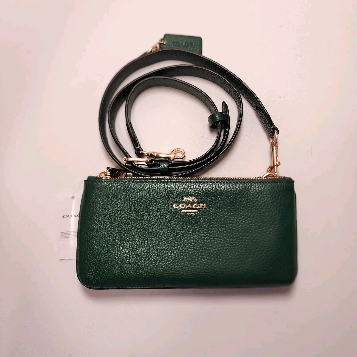 Coach Double Zip Crossbody in Refine Pebble Leather Clutch Coach Double Zip Crossbody in Refine Pebble Leather Clutch
