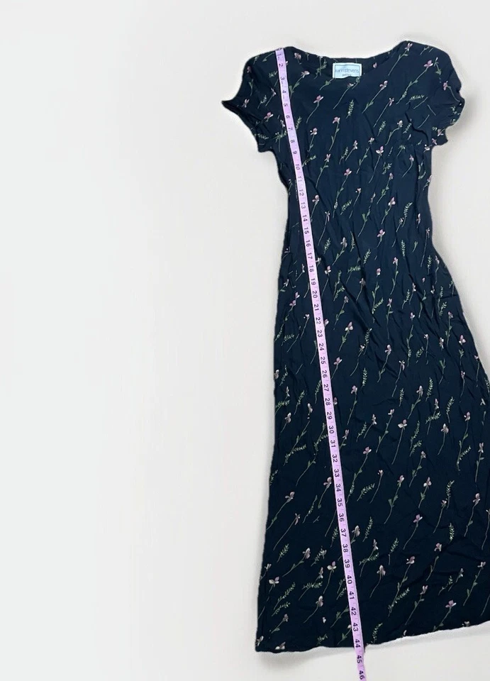 Vestido Karin Stevens Petites Vintage Negro Floral Talla 6 RN64779 Foto 3 de 4