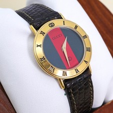 Working GUCCI Watch 3000 Sherry Line Antique Leather 3093