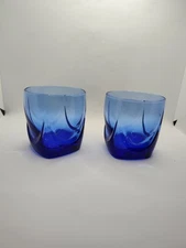 Vintage LIBBEY Cobalt Blue Imperial Drape Juice Glasses (Set Of 2)