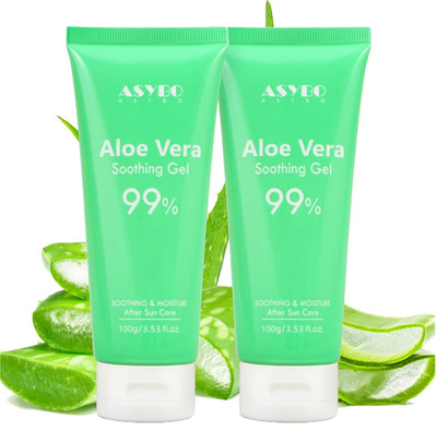 100x2 ML Aloe Vera Gel   99% Organic Pure Aloe Vera Hydrating Face & Body Moistu