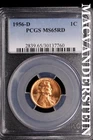 1956-D Lincoln Wheat Cent-PCGS MS 65 RD Choice Gem BU No Reserve #SLL267