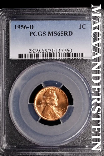 1956-D Lincoln Wheat Cent-PCGS MS 65 RD Choice Gem BU No Reserve #SLL267