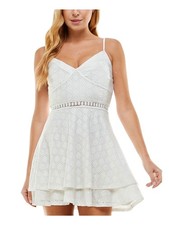 CITY STUDIO Womens White Adjustable Crochet Short Dress 13