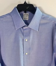 Men  s Brooks Brothers Regent Dress Shirt 17-36 Non-Iron Supima Cotton Blue EUC