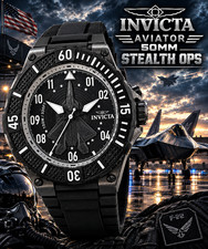 NEW Invicta Aviator Alacer F22 RAPTOR 50mm Mens Watch BLACK Dial Band $349 MSRP