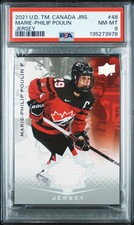 2021-2022 UPPER DECK TEAM CANADA JUNIORS JERSEY #48 MARIE-PHILIP POULIN PSA 8