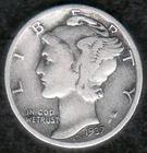 1937 VF Mercury Silver Dime, KM 140