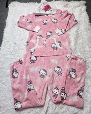 Hello Kitty Pajama One Piece Fleece Hooded Zip Adult Lounge Pajamas Size M 8-10