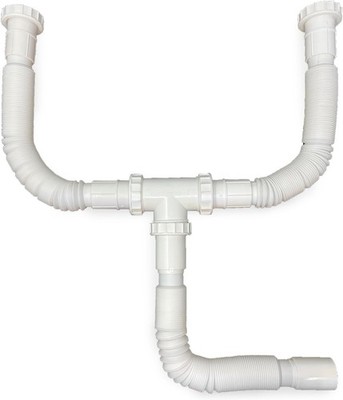 Kitchen Sink Drain Kit, 1-1/2  All-in-One Corrugated Flexible Pipe Set