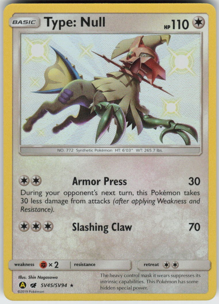 Type: Null SV45/SV94 Shiny Rare Hidden Fates Shiny Vault Pokemon Holo Near Mint