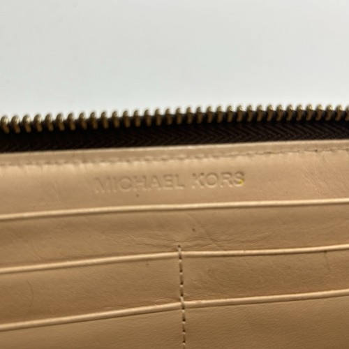 MICHAEL KORS Jet Set Viaje Grande Cremallera Alrededor Cartera Marrón Firma - Imagen 9 de 10
