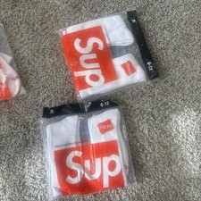 Supreme Hanes Men's Cushioned Crew Socks White Cotton Size 6-12 1 Pair