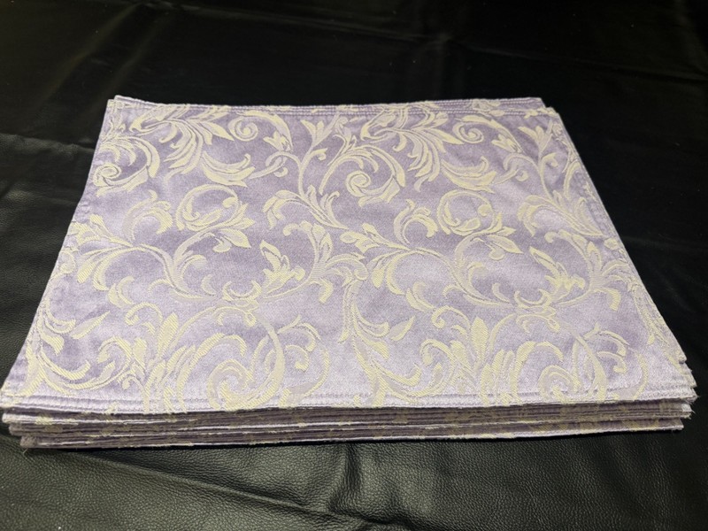 Waterford Marquis Set Of 12 PlaceMats Ivory PURPLE Floral Damask Blend