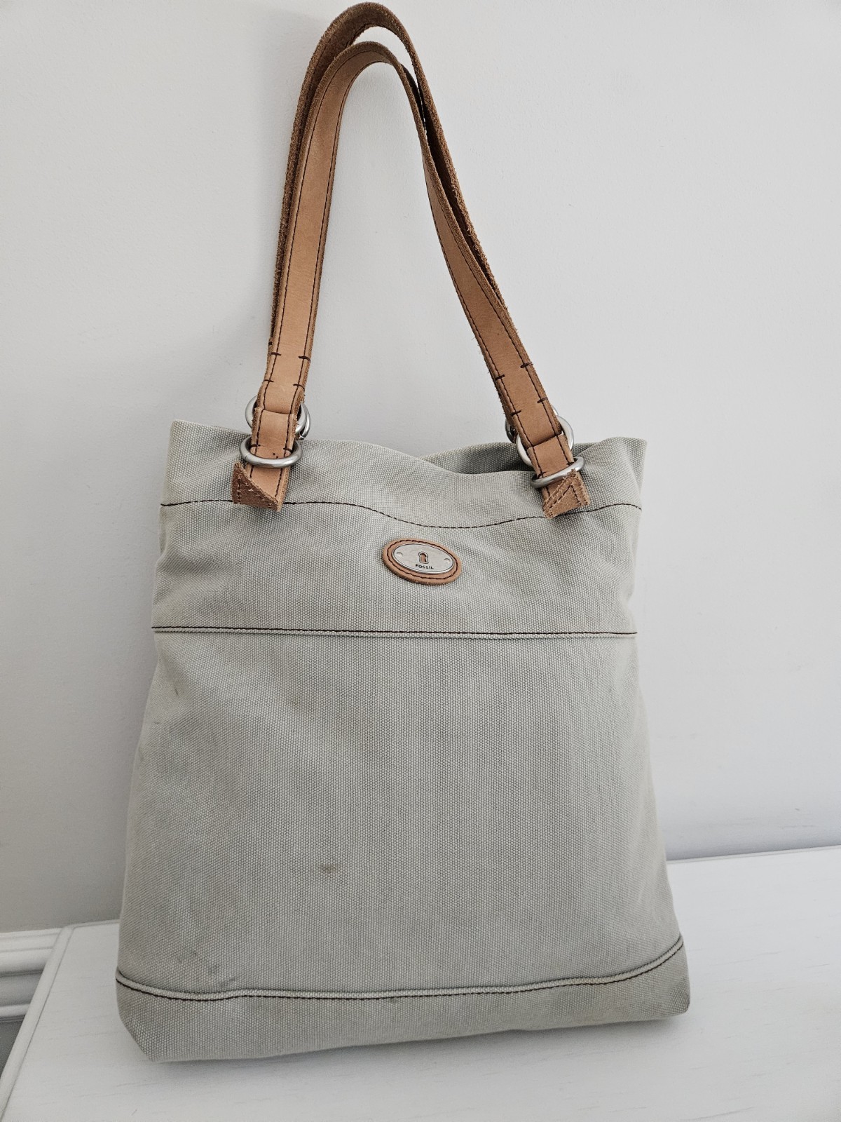 FOSSIL Gray Colorful Leather Patchwork Embroidere… - image 3