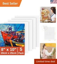Painting Canvas Boards 8x10 Inch 5 Pack Acid-Free Cotton for Art Supplies