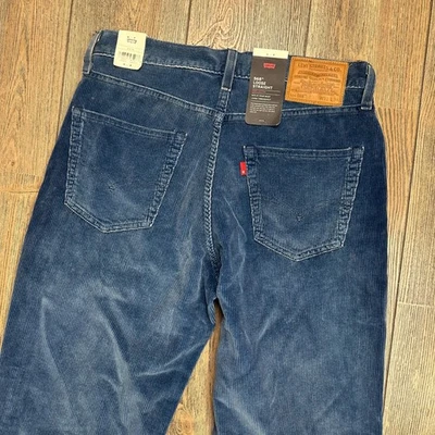 Levis Premium 568 Loose Straight Corduroy Pants Mens 31x34 Indigo Blue NEW - Image 1 of 4
