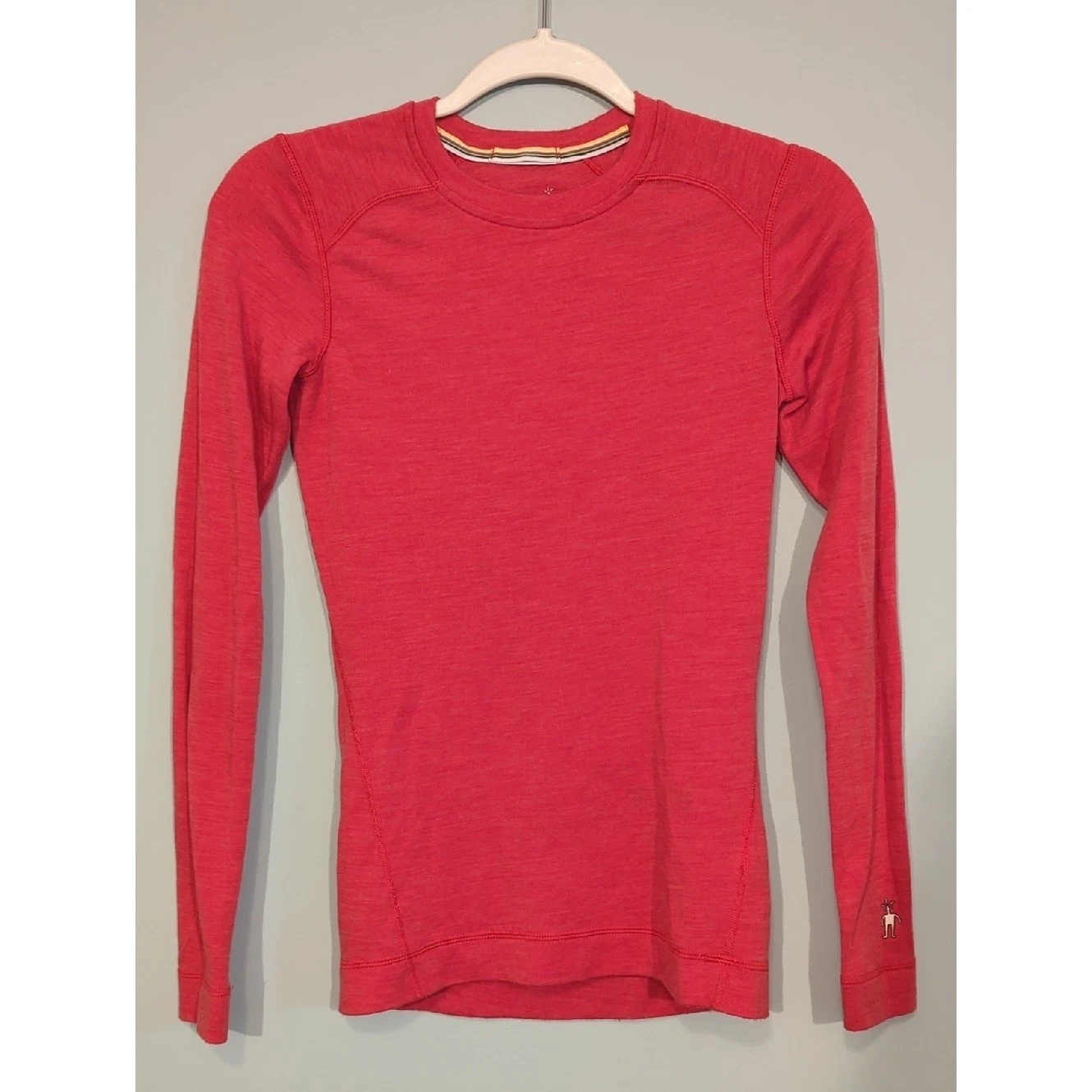Smartwool Women's Long-Sleeve Crewneck 100% Merino Red size XS Base Layer Hiking