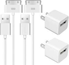 2 Pack 30-Pin to USB-C Cable for Iphone 4  2 Pack 5W USB Charger Adapter Mfi