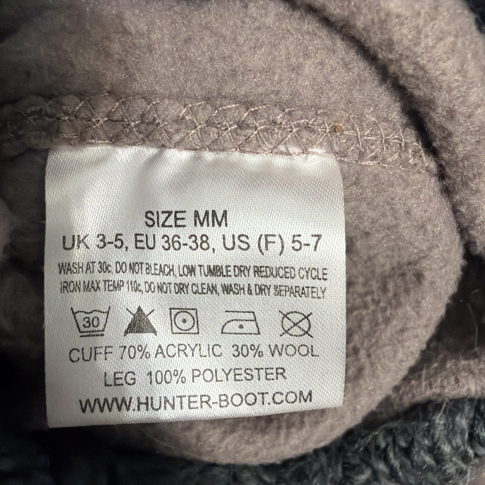 Hunter Tall Boot Liners Inserts Gray M Fleece Kni… - image 3