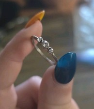 Women's Silver Ring - 3 Stones - Small Size