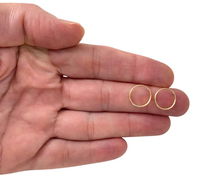 Echte massive 14K Gelbgold Endlos Creolen 1mm x 13mm - ER1911