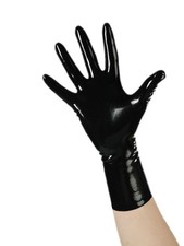 Rubber Secrets Short Latex Mixed Toes Wrist Gloves XL-Wrist around-19cm Black