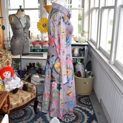 ByNancy Botanical Floral Shirtwaist Dress Purple Midi Long Sleeve Fit &  Flare L | eBay