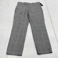 Express Black Wool Blend Plaid Slim Fit Dress Pants Mens Size 32x30 New Defects