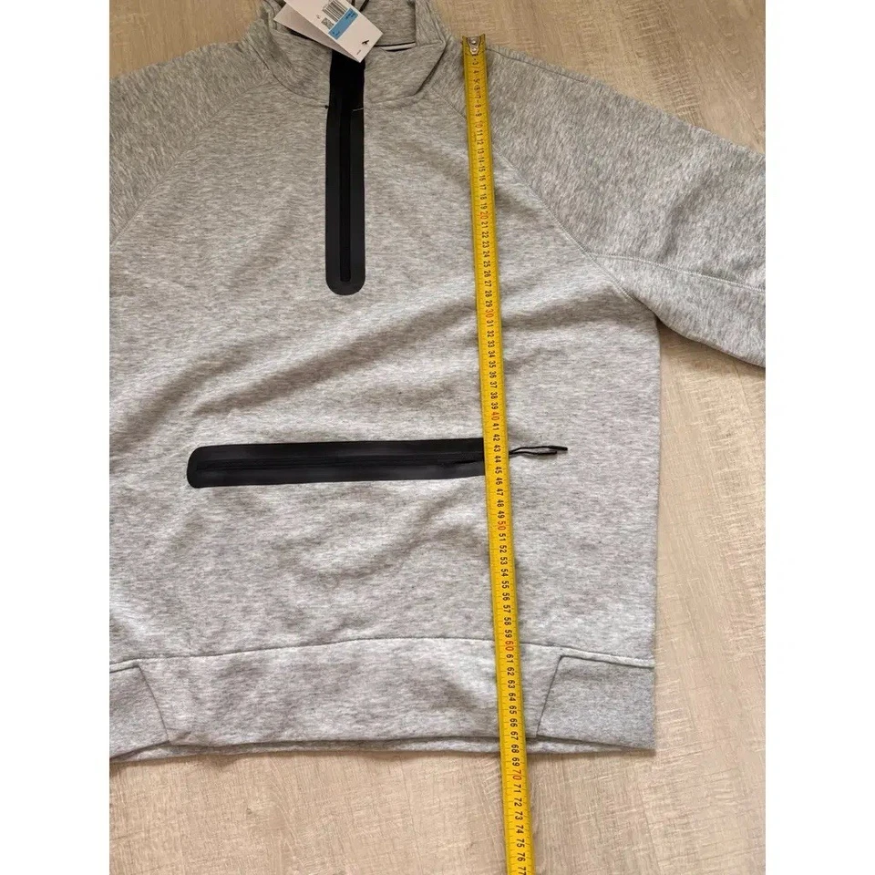 Sweatshirt homme gris chiné col cheminée zippé 1/4 manches longues poches - Photo 2/4