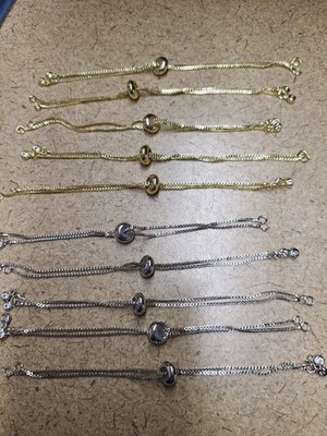 Gold & Silver Tone Bracelet Connector Finding with Crystal Accents Set of 10