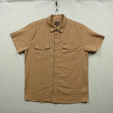 Brixton Shirt Mens Medium BRown Striped Short Sleeve Button up Casual  Work