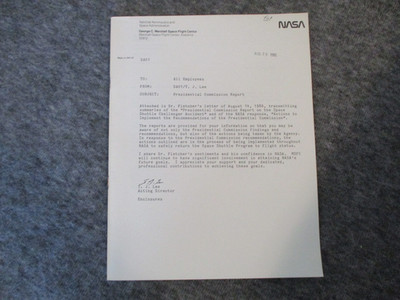 NASA MSFC SHUTTLE STS-51 L CHALLENGER ACCIDENT ROGERS REPORT - INTER-NASA OFFICE
