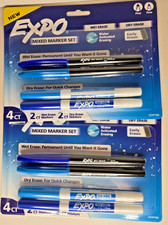 Expo 4 Count Mixed Marker Set Wet and Dry Erase 2 packs for 8 total pens