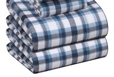 Blue Flannel Sheets Twin 100 Cotton All Seasons Extra Soft Warm 3Pc-66x96  
