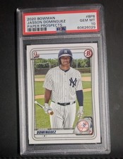 2020 TOPPS Bowman Prospects Rookie Jasson Dominguez Paper #BP-8 PSA 10 Yankees