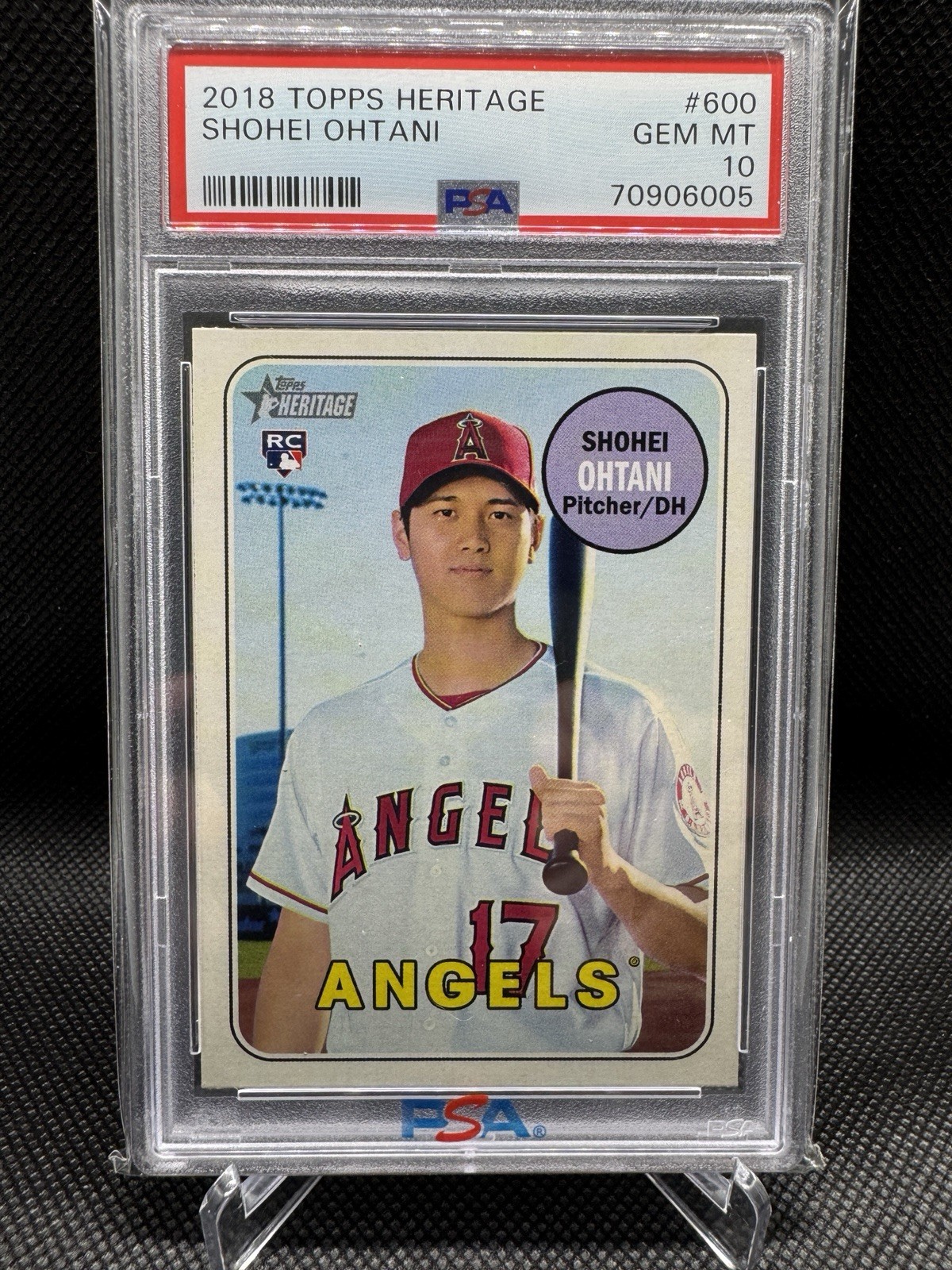 2018 TOPPS HERITAGE SHOHEI OHTANI RC ROOKIE #600 PSA 10 GEM MINT