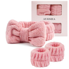 Spa Headband and Wristband Set for Washing Face Skincare Makeup  soft Ultra-ab