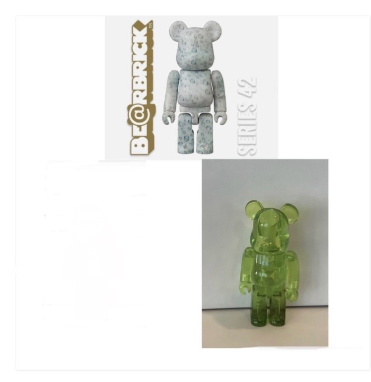 Lot 2 Bearbrick 100% Series 42 Pattern - Water Drops & Green Medicom