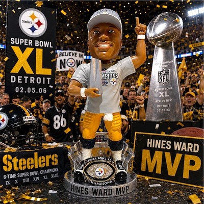 HINES WARD Pittsburgh Steelers ''Super Bowl XL MVP'' Ring Base NFL Bobblehead