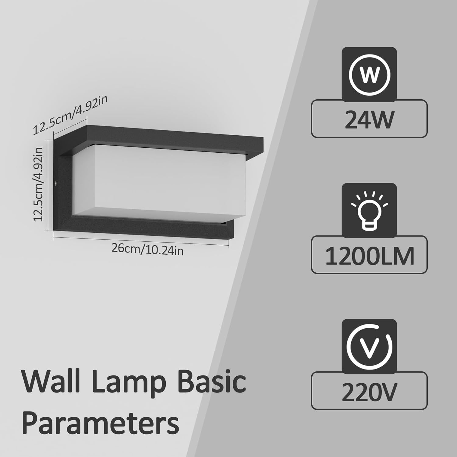 24W LED Lampada Da Parete per Esterni, 3000K, 1200LM Applique in Alluminio, IP65 - 4