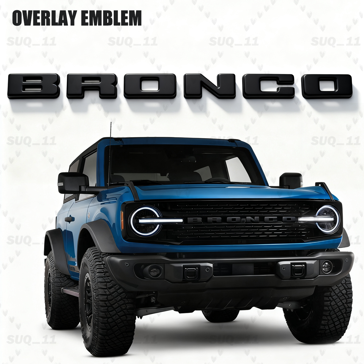 For Bronco Sport 2021-2025 Bumper Grille Raised Lettering Emblem in Matte Black